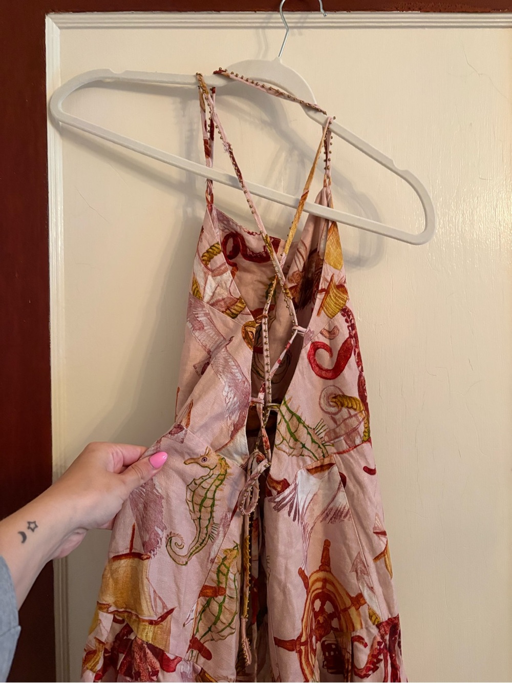 Farm Rio Nautical Wonder Pink Strappy Dress - Picture 7 of 8